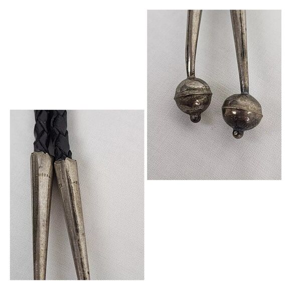 Vintage Sterling Silver Bolo Tie Slide Native American Turquoise Bear Claw LP - Picture 8 of 11